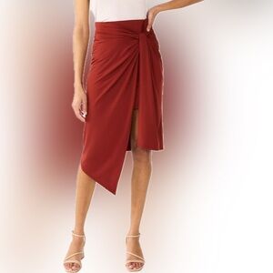 Women's Nine West Faux-Wrap Midi Skirt Terracotta color XL